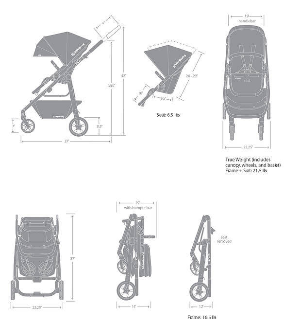 uppababy cruz dimensions cm